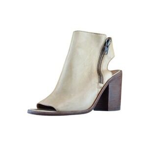 Steve Madden Women's Open Toe Booties Size 7.5 Yellow Leather High‎ Heel Dress